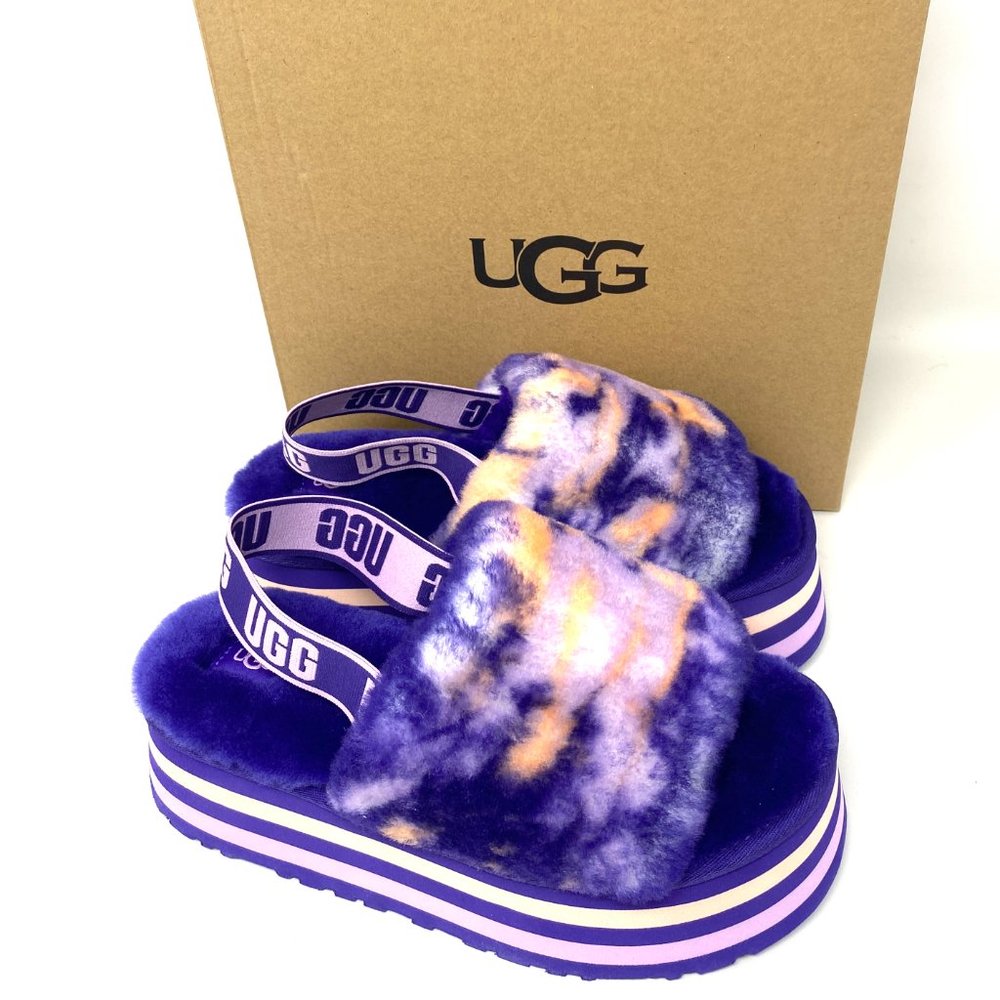 UGG Women's Size 1122032 VNGH DISCO MARBLE SLIDES VIOLET Platform Sandal Slipper - Picture 2 of 10